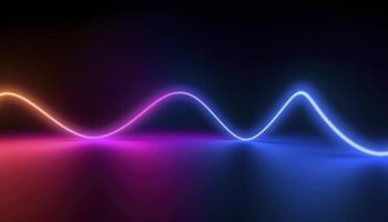 3d rendering, the abstract background of colorful neon wavy lines glowing in the dark. Modern simple wallpaper, photo