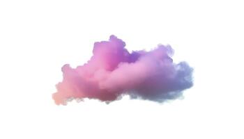 3d render, glowing colorful soft cloud isolated on white background. Fluffy cumulus atmosphere phenomenon. Realistic sky clip art element, photo