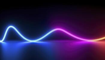 3d rendering, the abstract background of colorful neon wavy lines glowing in the dark. Modern simple wallpaper, photo