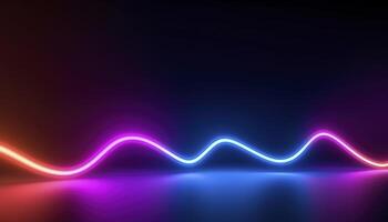 3d rendering, the abstract background of colorful neon wavy lines glowing in the dark. Modern simple wallpaper, photo