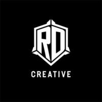 rd logo inicial con proteger forma diseño estilo vector