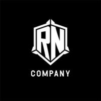 rn logo inicial con proteger forma diseño estilo vector