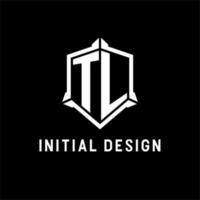 TL logo initial with shield shape design style vector