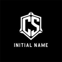 cs logo inicial con proteger forma diseño estilo vector