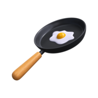 Healthy breakfast concept. Icon 3d frying pan with egg. png