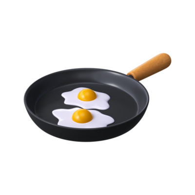 Smile eggs on frying pan 3D Icon download in PNG, OBJ or Blend format