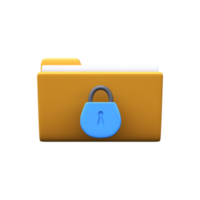 Data security and privacy concept. 3d folder icon with documents and lock png