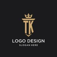 tk monograma con medieval estilo, lujo y elegante inicial logo diseño vector