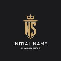 NS monogram with medieval style, luxury and elegant initial logo design vector