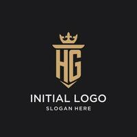 HG monogram with medieval style, luxury and elegant initial logo design vector