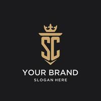 SC monogram with medieval style, luxury and elegant initial logo design vector