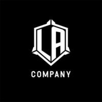 LA logo initial with shield shape design style vector