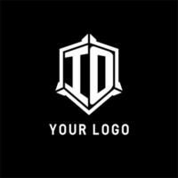 IO logo initial with shield shape design style vector