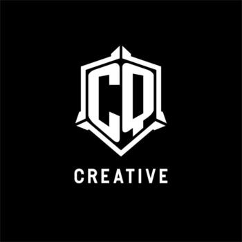 CQ logo initial with shield shape design style vector