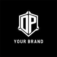 DP logo initial with shield shape design style vector