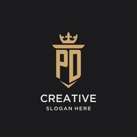 PD monogram with medieval style, luxury and elegant initial logo design vector