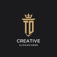 TD monogram with medieval style, luxury and elegant initial logo design vector