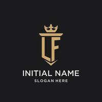 LF monogram with medieval style, luxury and elegant initial logo design vector