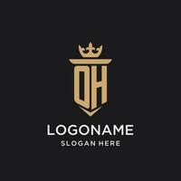 OH monogram with medieval style, luxury and elegant initial logo design vector