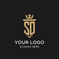 SO monogram with medieval style, luxury and elegant initial logo design vector