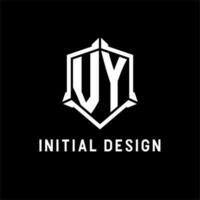 vy logo inicial con proteger forma diseño estilo vector