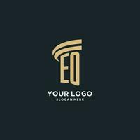 EO monogram with pillar icon design, luxury and modern legal logo design ideas vector