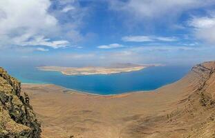 View of Loa Graciosa island off Lanzarote from Mirador del Rio viewpoint photo