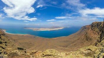 View of Loa Graciosa island off Lanzarote from Mirador del Rio viewpoint photo