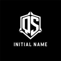 QS logo initial with shield shape design style vector