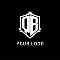 QB logo initial with shield shape design style vector