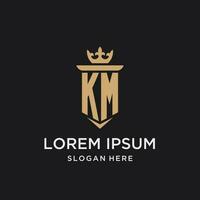 KM monogram with medieval style, luxury and elegant initial logo design vector