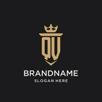 QV monogram with medieval style, luxury and elegant initial logo design vector