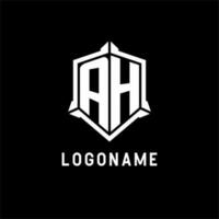 ah logo inicial con proteger forma diseño estilo vector