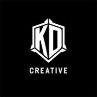 KD logo initial with shield shape design style vector