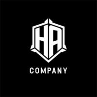 HA logo initial with shield shape design style vector