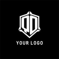 qo logo inicial con proteger forma diseño estilo vector