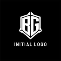 bg logo inicial con proteger forma diseño estilo vector