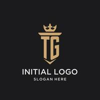 TG monogram with medieval style, luxury and elegant initial logo design vector