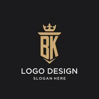 BK monogram with medieval style, luxury and elegant initial logo design vector