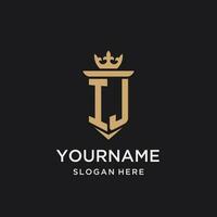 IJ monogram with medieval style, luxury and elegant initial logo design vector