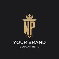 WP monogram with medieval style, luxury and elegant initial logo design vector