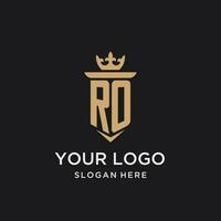 RO monogram with medieval style, luxury and elegant initial logo design vector