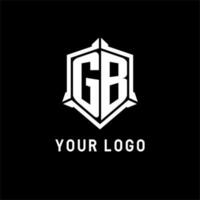 gb logo inicial con proteger forma diseño estilo vector