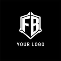 FB logo initial with shield shape design style vector