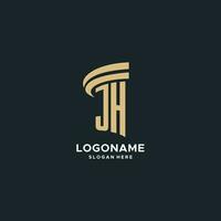 JH monogram with pillar icon design, luxury and modern legal logo design ideas vector