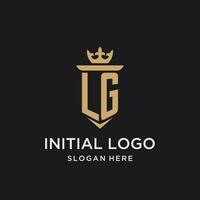 LG monogram with medieval style, luxury and elegant initial logo design vector