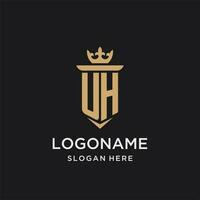 UH monogram with medieval style, luxury and elegant initial logo design vector