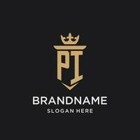 PI monogram with medieval style, luxury and elegant initial logo design vector