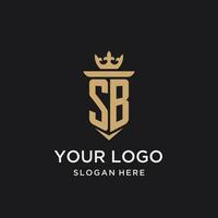 sb monograma con medieval estilo, lujo y elegante inicial logo diseño vector