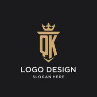QK monogram with medieval style, luxury and elegant initial logo design vector